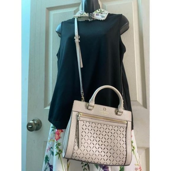 kate spade medium handbag w strap white leather cr - Picture 9 of 12